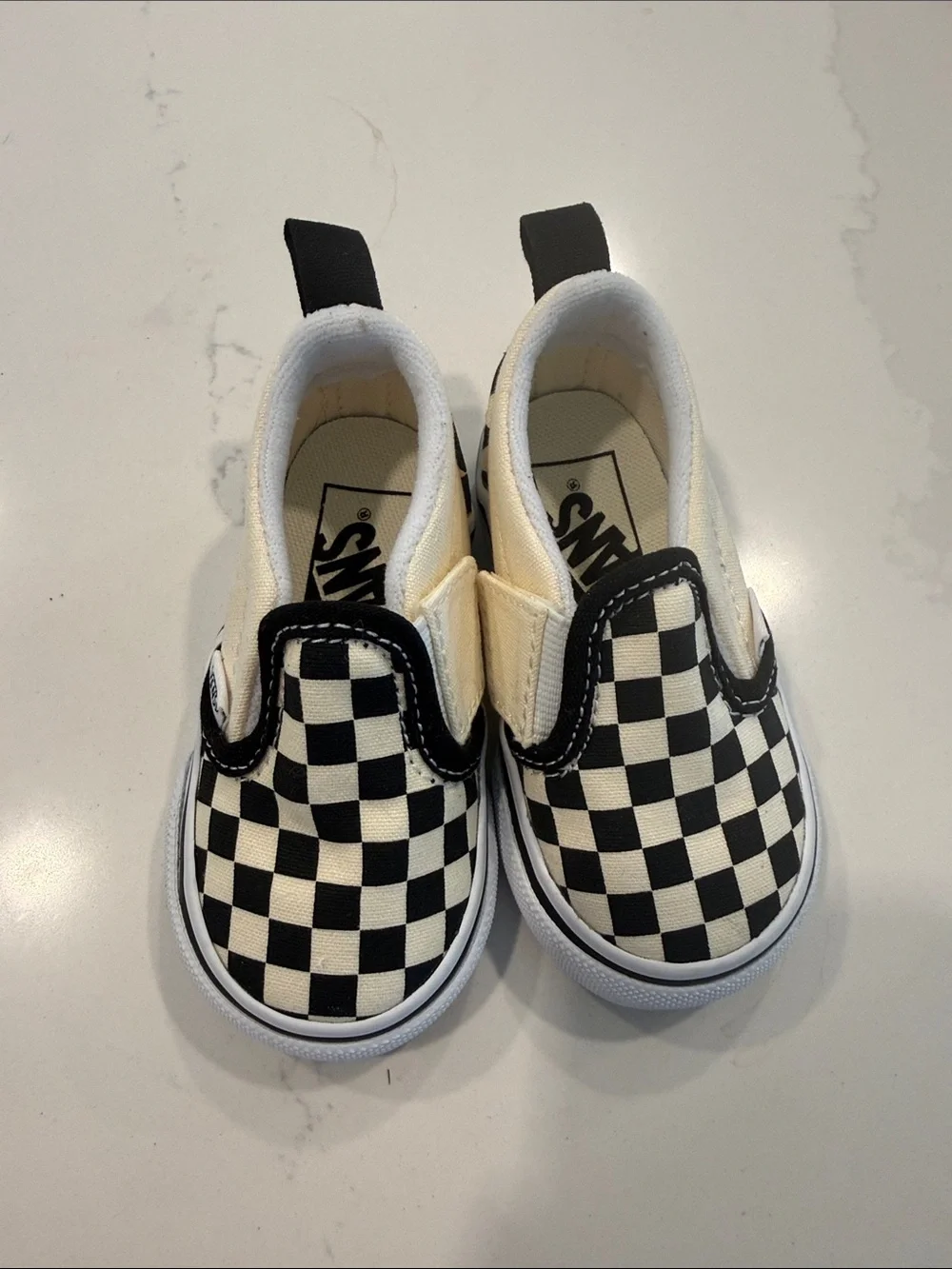 NWOT Vans Toddler 4 Slip-On Checkerboard in Black & White